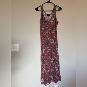 French Atmosphere Floral Maxi Dress - Rust and White
